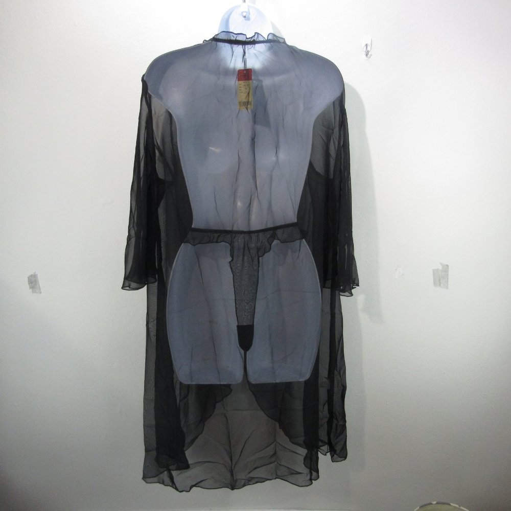 Robe and Thong Sleepwear Black - Picture 2 of 10